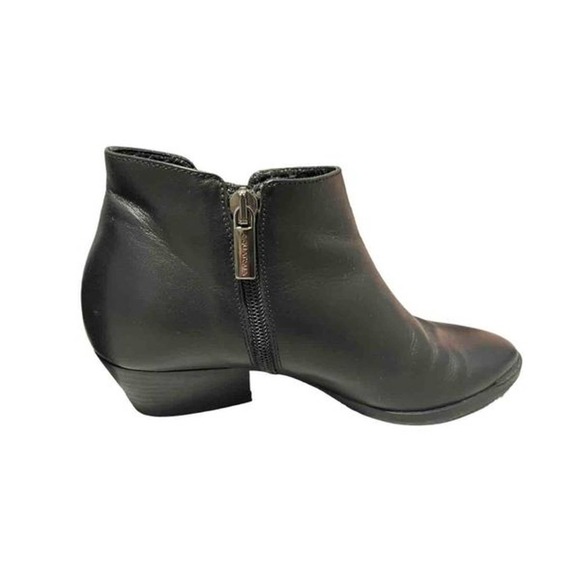 Vero Cuoio Italian Leather Low Heeled Booties Black Side Zip Size‎ 6.5 - Picture 4 of 7